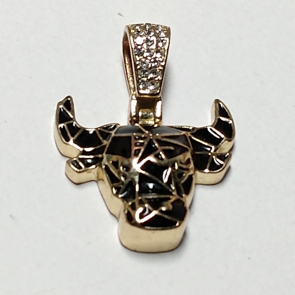 Black and Gold Tone Bull Pendant
